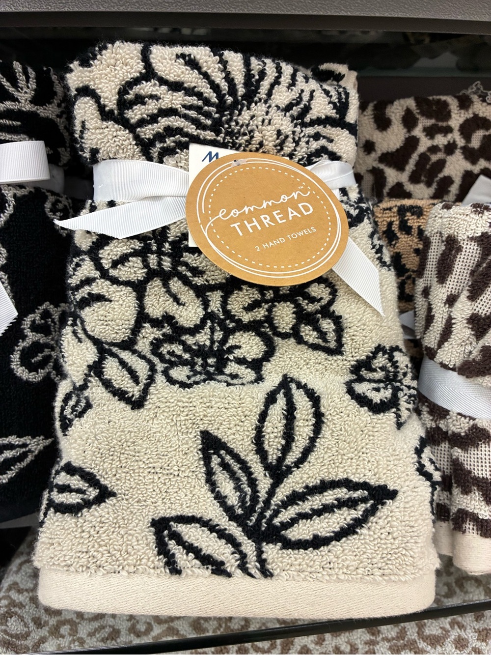 Common Thread Cream and Black Floral Accent Pillow Cover
